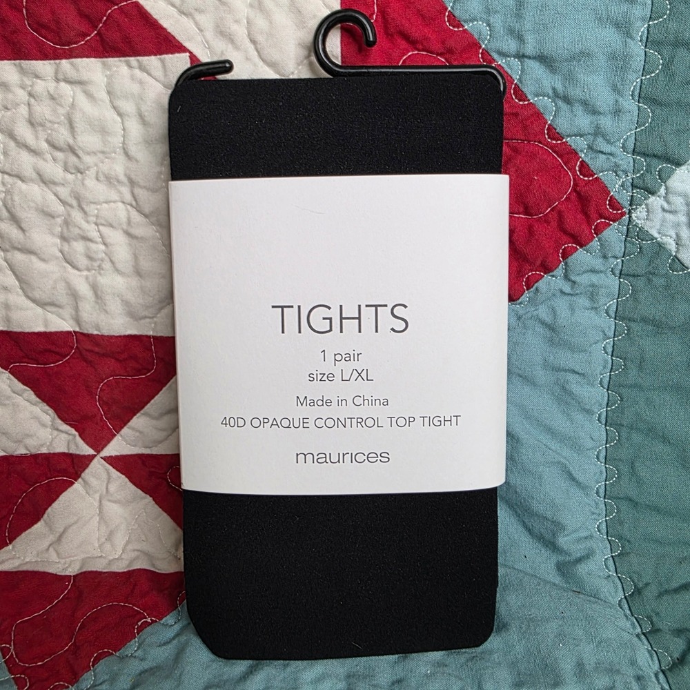 Maurices Black 40D Opaque Control Top Tights L/XL 31061369F New